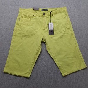 Royal Blue Shorts Mens 38 Neon Yellow Chino Pockets‎ Casual Cotton Outdoor